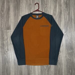 MooseJaw Mountaineer Fleece Crewneck Cozy Men’s Large Pullover Orange Camping